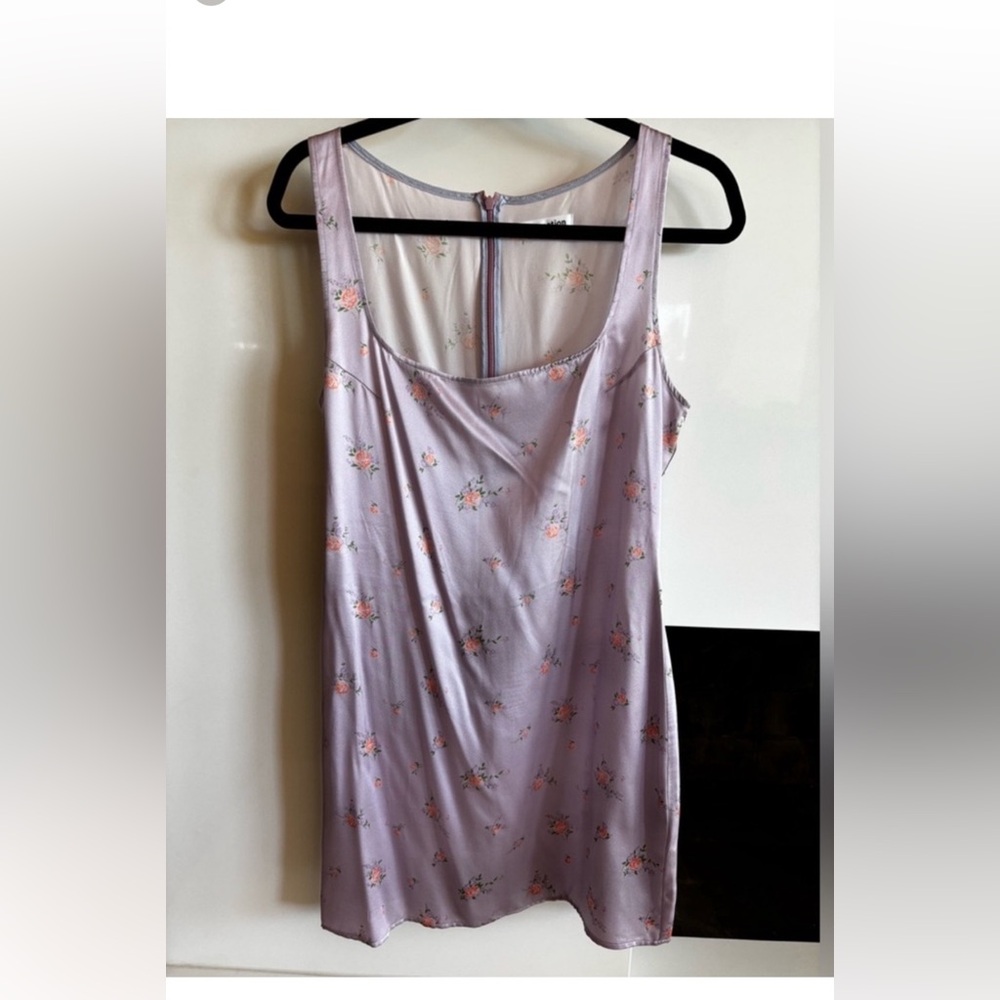 Reformation Silk Lavender Floral Mini Dress